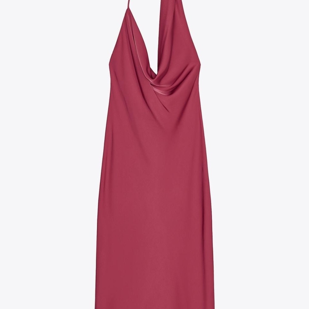 Asymmetric Satin Midi Dress